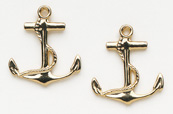 Gold Anchor Earrings - Click Image to Close