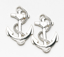 Anchor Earrings-Silver - Click Image to Close