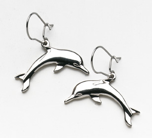 Silver Dolphin Earrings - Click Image to Close