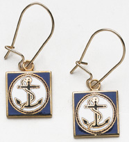 Enameled Anchor Earrings - Click Image to Close