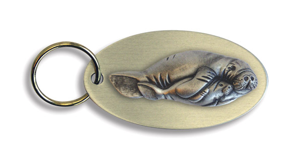 Manatee Brass Keychain - Click Image to Close
